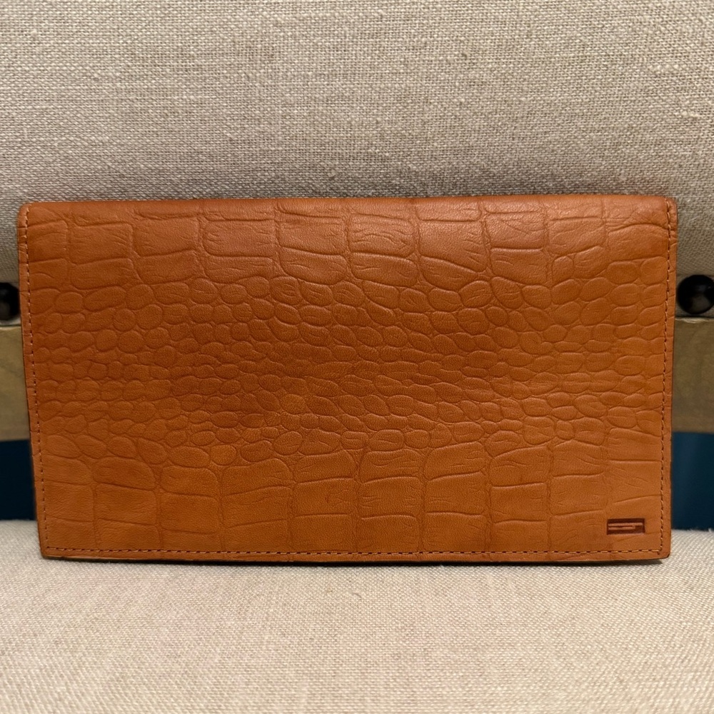 Vintage Hartmann Croc-Embossed Tan Leather Bifold Wallet